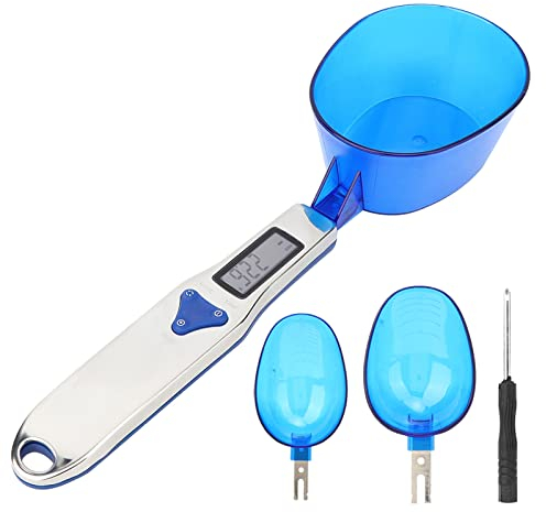 Set Bilancia Digitale Cucchiaio, 500g/0.1g Bilancia Cucina Cucchiaio Grammo Misurazione Bilancia Alimentare Display LCD e 3 Cucchiai Misura Rimovibili per Porzionare Tè, Farina, Spezie
