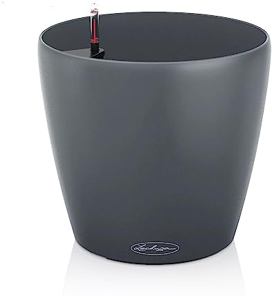 LECHUZA-Pflanzgefäß Classico Color ECO 35 Grau | Pflanzgefäß mit Bewässerungssystem und Wasserstandsanzeiger|aus 100% recyceltem Kunststoff | Matte Oberfläche | Ø 34,5 x 32,5 cm | 18933