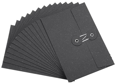 PATIKIL 4.5x6.7 Gift Card Envelopes with String Tie Closure, 15 Pcs Christmas Card Holders Greeting Business Card Envelope for Thanksgiving Day Halloween Birthdays Weddings, Black