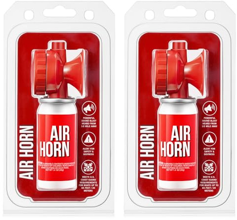 Saillong 2 Pack 1.4oz Boat Air Horn for Safety, Loud Marine Air Horns Can, Mini Small Blow Fog Bear Horn, Emergency Use for Sporting Events, Boat, Animal Alarm