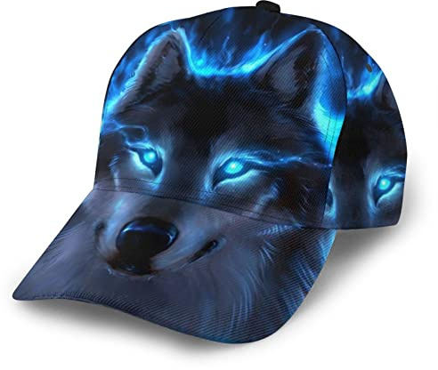Amkong Casquette de baseball réglable et lavable pour homme et femme, casquette de camionneur unisexe pour le sport de plein air, Loup argenté, taille unique