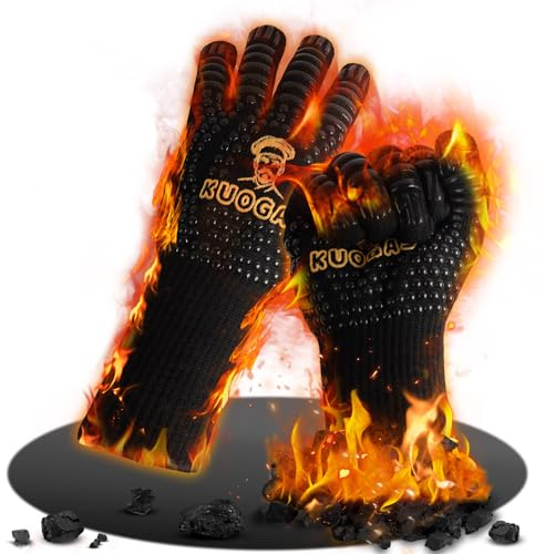 Guanti Barbecue,Resistenti al Calore Fino a 800°C, Guanti bbq, Applicabile a Guanti Forno,Resistenti al Calore, Guanti Lgnifughi, Guanti per Barbecueants Cuisine,Accessori Barbecue,Guanti Cucina