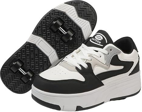 Mateju skor med hjul för pojkar, flickor, barn, rullskor, skor med 4 hjul, infällbara, ungdomar, utomhus, sneakers, 2-i-1, skoter, skor, sneakers, skateboardskor