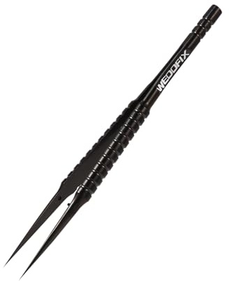 WEDOFIX Ultra Fine Precision Titanium Tweezers with Sharp Tips Non-magnetic Anti-corrosive Black Tweezer for Micro Soldering Work Electronics Jewelry Making