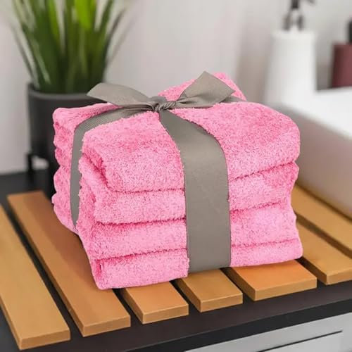 Pastaclean® 4 Handtücher 50x100 cm, Handtuch Set (Beere) antibakteriell - Saugstarke Handtücher für Badezimmer - Geschenk Set