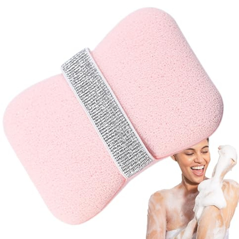 Spugna da bagno, spugna da doccia per donne, 11,9 x 8,5 x 2,9 cm, sapone schiumogeno e scrubber per il lavaggio del corpo, accessori da bagno per adulti, viaggi, campeggio, uso in bagno