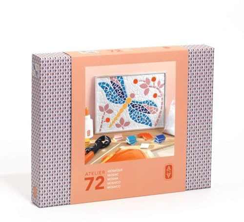 DJECO Atelier 72 Mosaik-Set für Erwachsene, DIY-Kreativset mit Keramikplättchen, Werkzeugen & Video-Tutorial, AGA-Serie, meditatives Basteln