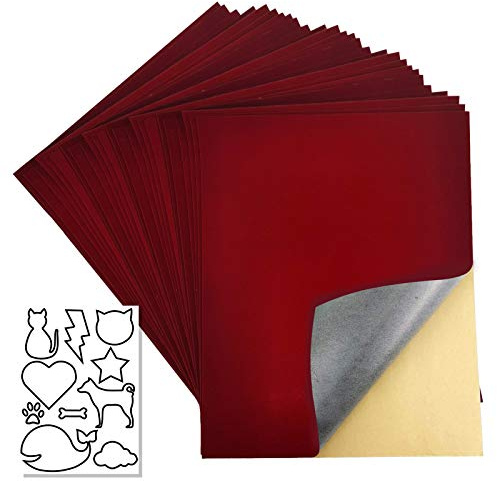 20 Pcs Self Adhesive Velvet Sheet(Dark Red) | Self-Adhesive Flannel Fabric for Jewelry Box Lint Lining Sticky