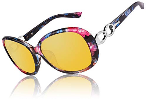 CGID Lunettes Conduite de Nuit,Lunettes De Vision Nocturne Conduisant Des Femmes Surdimensionnées Lunettes Polarisées Anti-Eblouissement