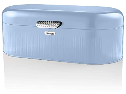 Swan SWKA1014BLN Retro Bread Bin, 10 Litre, Blue