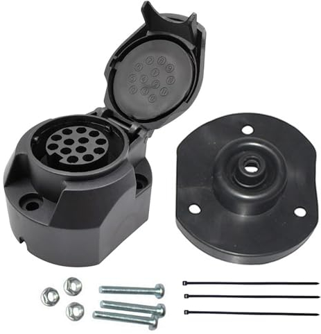 HISports 13 poliger Anhängersteckdose mit Gummidichtung 12V Wasserdichter 13 Poliger Anhängerkupplung 13 Polig Anhänger Steckdose 13poligen Dose für LKW RV Autos Boot Anhänger Zubehör
