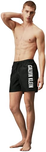 Calvin Klein Herren Badeshorts Medium Drawstring Mittellang, Schwarz (Pvh Black), M