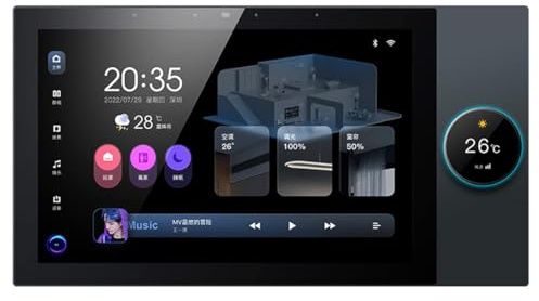 ANJIELO SMART Panel de control para casa inteligente, atenuador de 10' y reproductor de música de fondo, interruptor de temporizador de control con aplicación Tuya Smart Life