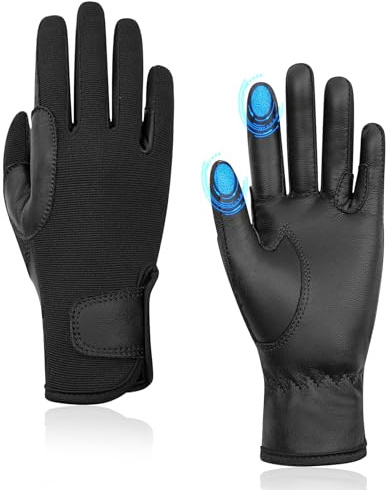 Thapower Kids Leather Horse Riding Gloves Children Youth Equestrian Horseback Gloves for Cycling Running Gardening