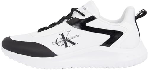 Calvin Klein Herren Runner Sneaker Eva Runner Low Lace Mix ohne Schnüren, Weiß (Bright White/Black), 45