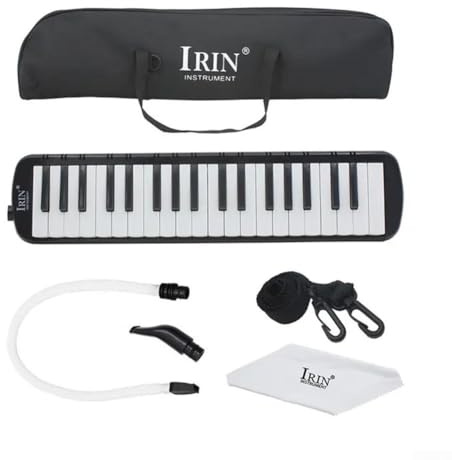 Melódica fácilmente transportable con 37 teclas y una funda compacta ideal para principiantes y amantes de la música (negro)