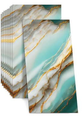 Revestimiento de pared autoadhesivo, 10 unidades de 60 x 30 cm, adhesivos para azulejos de PVC, paneles de pared autoadhesivos, impermeables y resistentes al aceite, para cocina, baño (oro verde)