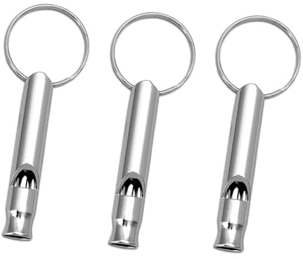 ShiningUU Dog Training Whistle for Recall & Behavior Control 3 Pack High Pitch Metal Dog Whistles with Keychain | Durable Pet Training Tool for Most Breeds (Silver)