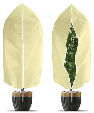 AQUPELW Protección invernal para plantas, 100 x 80 cm, protección contra heladas para plantas, saco de yute, protección invernal para plantas en macetas exteriores, protección contra heladas, saco