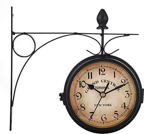 AYCDL Orologio da Parete, Orologio Bifacciale, Orologio retrò per Esterni, Giardino, Interni, per Giardino/Patio/Cortile
