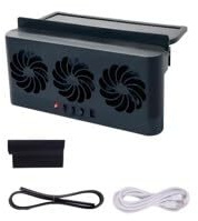 Ailan Avgasfläkt med solenergi, bärbar billuftväxling, automatisk ventilationsfläkt med 3 luftutlopp för att eliminera, svart