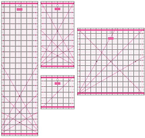 SEMPLIX Patchwork Lineal Set Inch (6x6 inch, 12x6 inch, 24x6,5 inch, 12,5x12,5 inch) (pink)