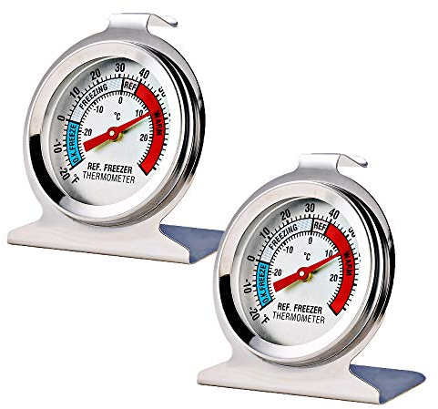 2 Pack Refrigerator Freezer Thermometer Large Dial Analog Thermometer
