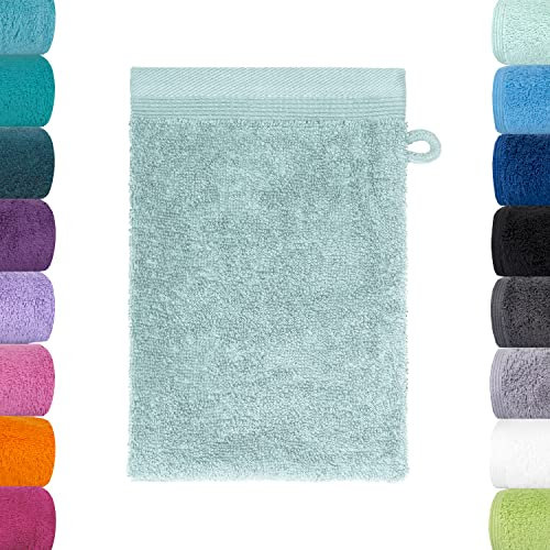 Lavea Waschlappen Set - 6X Waschhandschuh 16x22 cm - Eisgrün - weiche Duschlappen für Gesicht & Körper von Baby, Kinder & Erwachsene - 100% GOTS zertifizierte Bio-Baumwolle - Premium Serie Bali