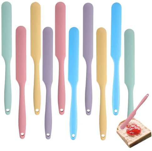 Silicone Jar Spatulas 10 Pcs Long Handle Non Stick Mixing Small Scrapers