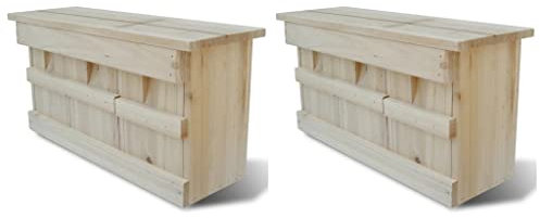 Lauuoeriau Décoration, maisons pour oiseaux et animaux sauvages, nichoirs Maisons moineaux 2 pièces en bois 44 x 15,5 x 21,5 cm