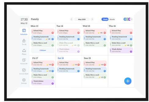 Fockety Calendario digital de 10.1, planificador familiar interactivo con pantalla táctil, tabla de tareas y planificador de comidas, calendario electrónico para la agenda familiar