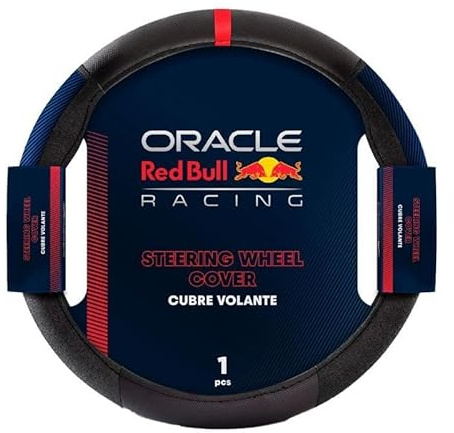 ROLMOVIL Funda Volante Red Bull Racing Black/Red– Universal 37-38 cm – Cuero Microfibra Antideslizante y Duradero – Protector de Volante Deportivo para Mejor Agarre, Estilo y Confort al Conducir