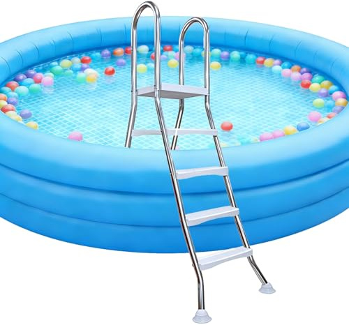 Échelle de piscine hors sol, cadre en acier avec entrée double face, marches antidérapantes, capacité de poids élevée pour un accès sûr à la piscine