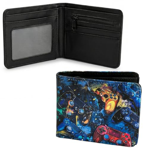 Nivofu Cartera Niño Gamer Monedero Adolescente Chico | Billetera Plegable de Cuero PU con Cremallera y Ranuras para Tarjetas, Regalos Originales para Niños de Años de Videojuegos