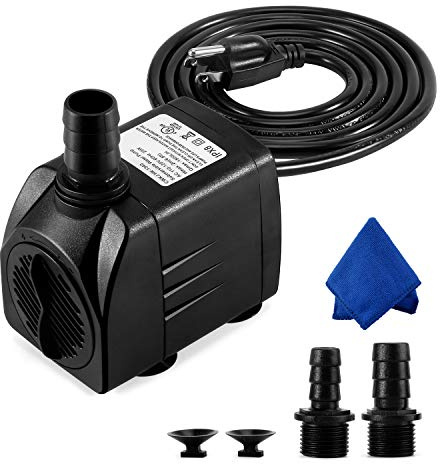 CWKJ Fountain Pump, 400GPH Submersible , Durable 25W Outdoor Water Pump with 6.5ft Power Cord, 3 Nozzles for Aquarium, Pond, Fish Tank, Water Pump Hydroponics, Backyard Fountain