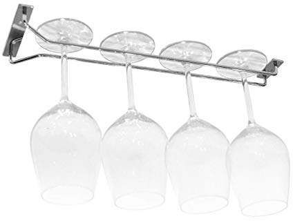 BSM Marketing Soporte cromado para colgar copas de vino de perfil bajo (40,7 cm)