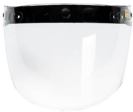 prasku Cascos de Moto de Motocicleta de Cara Abierta Retro Visera de Lente de Protección Contra El Viento Diseño de 3 Broches, Clásico - Claro