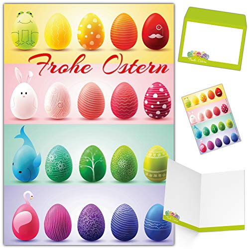 BREITENWERK Osterkarten mit Umschlag (15er Set) 20 OSTEREIER - edle Premium Klappkarten - ideal privat und geschäftlich - Frohe Ostern Karten