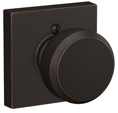 SCHLAGE F170 BWE 716 COL Broadway Lever with Collins Trim Non-Turning Dummy Door Handle, Aged Bronze