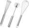Juego de batidor de huevos de cocina de 3 piezas, incluye batidor de globo, batidor flexible con cuentas, batidor semiautomático, minibatidor, batidor manual de batidor de acero inoxidable