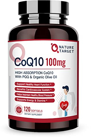 NATURE TARGET CoQ10-100mg-Softgels with 10mg PQQ - High Absorption Coenzyme-Q10 with Organic-Olive-Oil - Antioxidant for Heart & Brain Health, Cellular-Energy-Production, 120 Servings