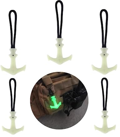 Selxran 5 Set Luminous Zipper Pulls T-Shaped Durable Zipper Extenders - Replacement for Luggage, Backpacks, Jackets, Purses