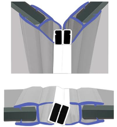 Magnetic Shower Seals | Sold in Pairs | Fits 6, 7 or 8mm Glass | 90° Magnet for Straight or Quadrant Doors with a 23mm Gap | 2 Metres Long | MAG039 (200cm)
