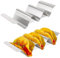 2 Stück Taco Halter, Edelstahl Taco Ständer, Halter Ständer in Wellenform, Spülmaschinenfest Halter Set/Hotdog Halterung, mit Griffen, für Tacos, Sandwiches und Hot Dog, Silber