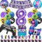 Fortnit Geburtstagsdeko 8 Jahre Junge, 51 Stück Gaming Party Geburtstag Deko, Fortnit Luftballon 8. Geburtstag Junge Set, 3D Lila Luftballons Fortnit Gamer Geburtstagsdeko für Kinder (8 Jahre)