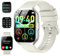 Reloj Inteligente Hombre Mujer, 1.96 Smartwatch Deportivo con 112+ Deportes, Impermeable IP68, Recibir y Contestar Llamadas, sueño y pulsómetro, podómetro, Smartwatches para Android iOS, Beige