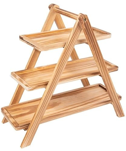 Alzatina per Dolci,Alzata per Torta Piatto da frutta in legno massello a tre strati, supporto da dessert, pane, torta multistrato, supporto for snack cinese a doppio strato in legno for tè pomeridiano