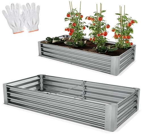 Onbest Metall Hochbeet XXL 180x90x30 cm – Gemüsebeet aus Stahl