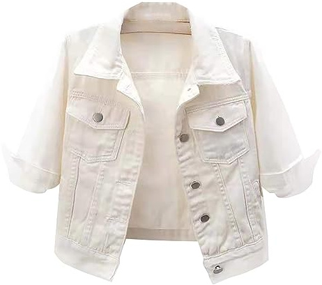 Veste en jean pour femme - Courte - Stretch - Oversize - Printemps - Veste demi-saison - Veste en jean - Grandes tailles - Veste d'été - Veste en jean - Veste boléro pour robe