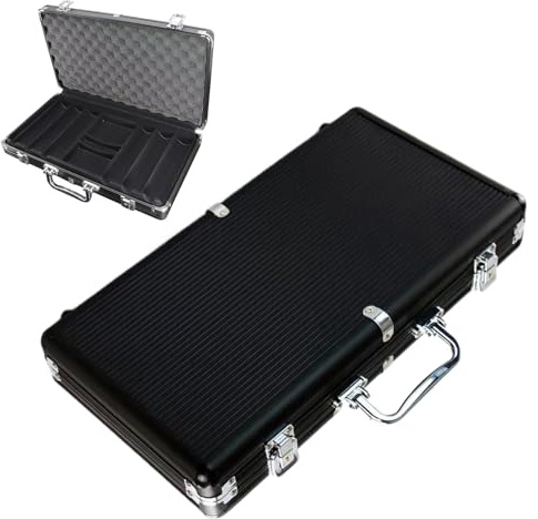 Estuche Vacío para Fichas De Póker - Capacidad para 300 Piezas En Aleación De Aluminio Color Negro Mate,Protectora Y Expositor para Fichas | para Adultos Aficionados Y Principiantes Juegos De